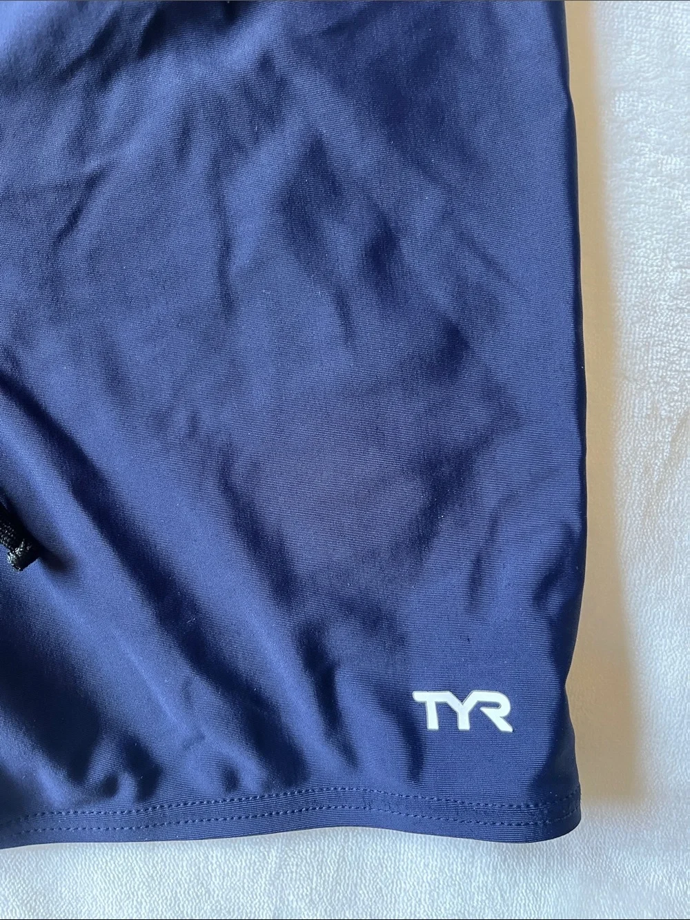 TYR Men’s Navy Swim Trunks with Black Drawstring